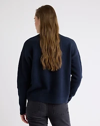 Long-Sleeve Crew-Neck Sweater with Embroidered Pattern