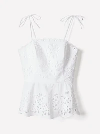 Sleeveless Peplum Blouse with Embroideries