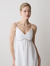 Robe Maxi à Oeillets Sans Manches Col en Coeur