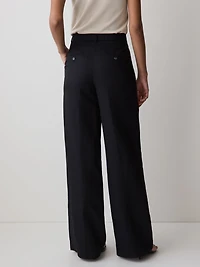 Wide-Leg High-Rise Linen-Blend Pant
