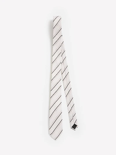 Striped Linen-Blend Skinny Tie