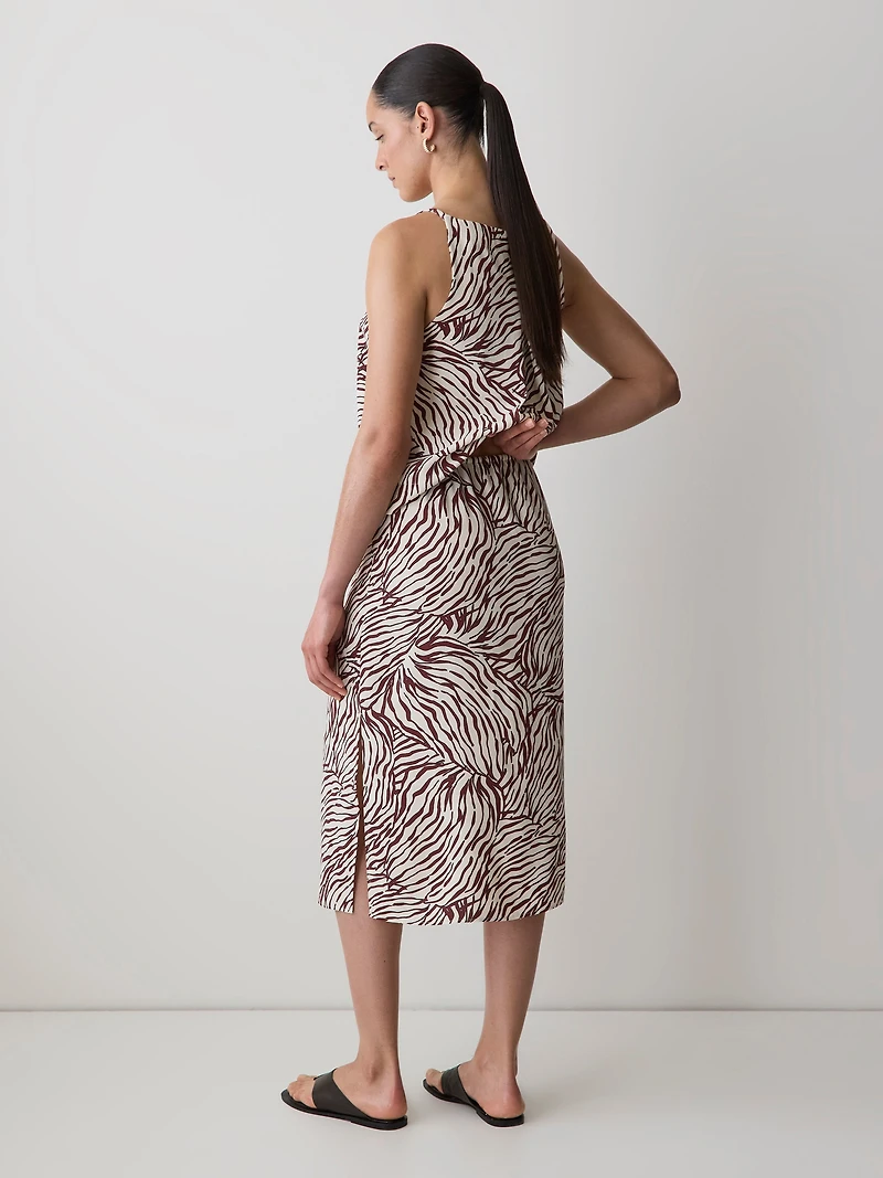 Jupe Midi à Coupe Droite Taille Haute