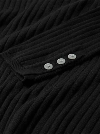 Mock-Neck Sweater with Buttons on Sleeves