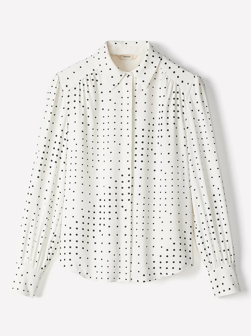 Blouse Boutonnée en Crêpe Soyeux à Manches Longues