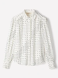 Blouse Boutonnée en Crêpe Soyeux à Manches Longues