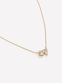 Short Necklace with Two-Gem Pendant