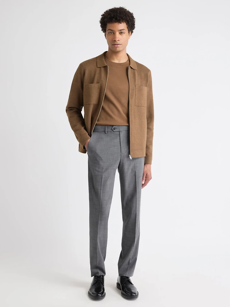 T-Shirt Uni à Col Rond en Coton Interlock