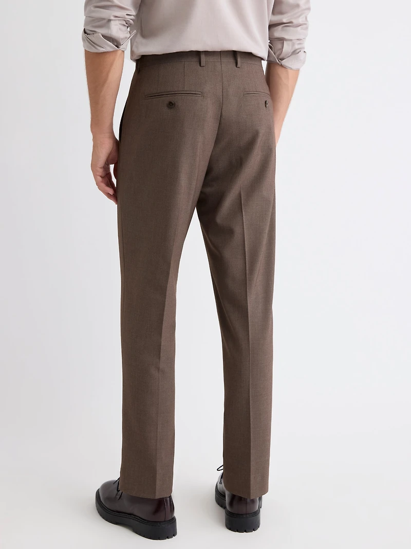 Pantalon de Complet Taupe à Jambe Fuselée Plissée