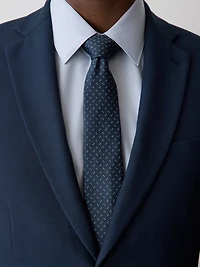 Cravate Régulière Marine à Motif Pois Texturé