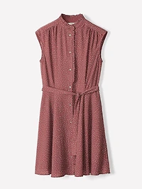 Ribe Courte Boutonnée Sans Manches à Col Montant