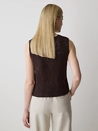 Buttoned-Down Crochet Tank Top