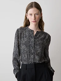 Blouse Boutonnée en Crêpe Soyeux à Manches Longues