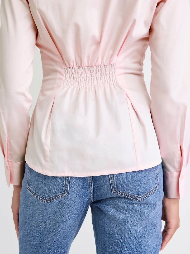 Long-Sleeve Buttoned-Down Poplin Blouse