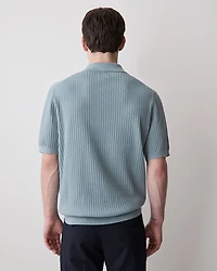 Cotton Short-Sleeve Polo with Johnny Collar