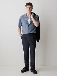 Cardigan en Laine Mérinos à Col Chemisier et Manches Courtes