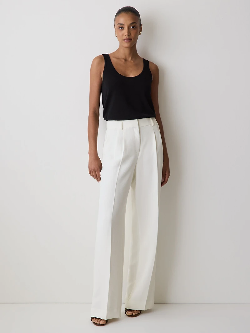 Pantalon à Taille Haute et Jambe Large