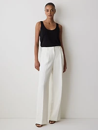 Pantalon à Taille Haute et Jambe Large