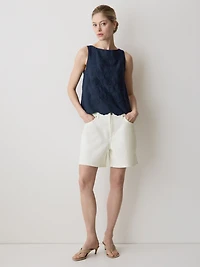 Blouse Sans Manches à Détails Brodés