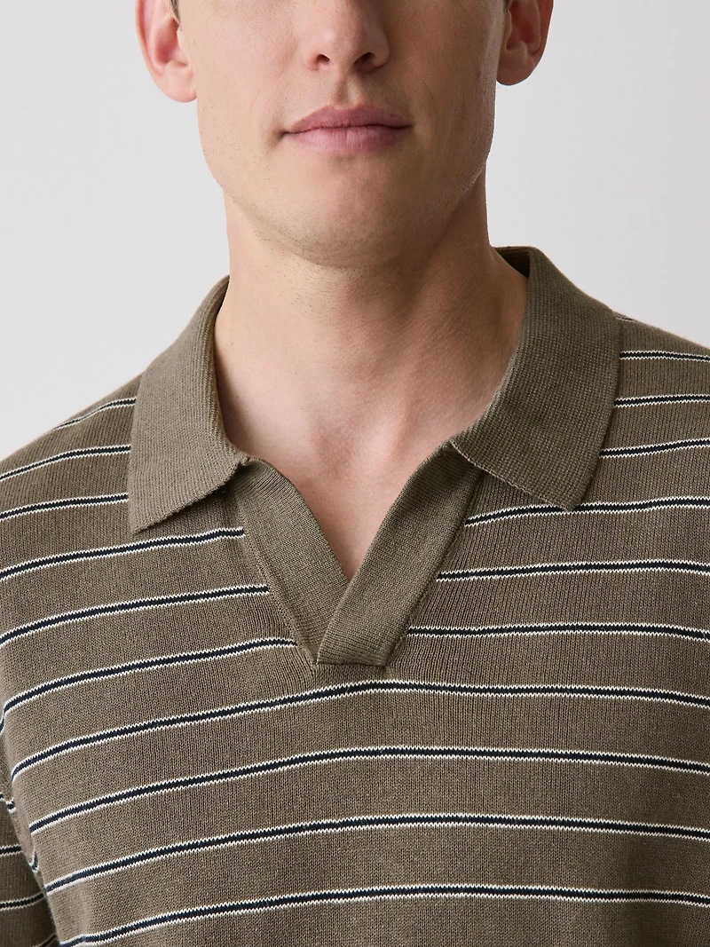 Polo en Mélange de Lin à Manches Courtes