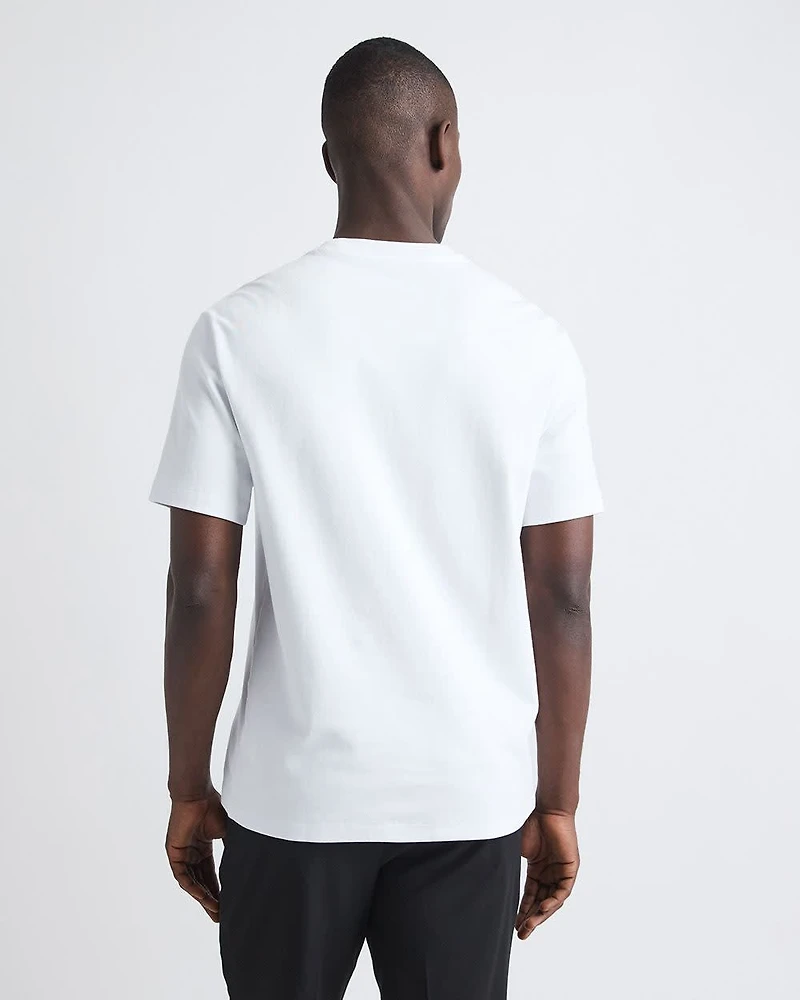 T-Shirt Uni à Col Rond en Coton Interlock Raffiné