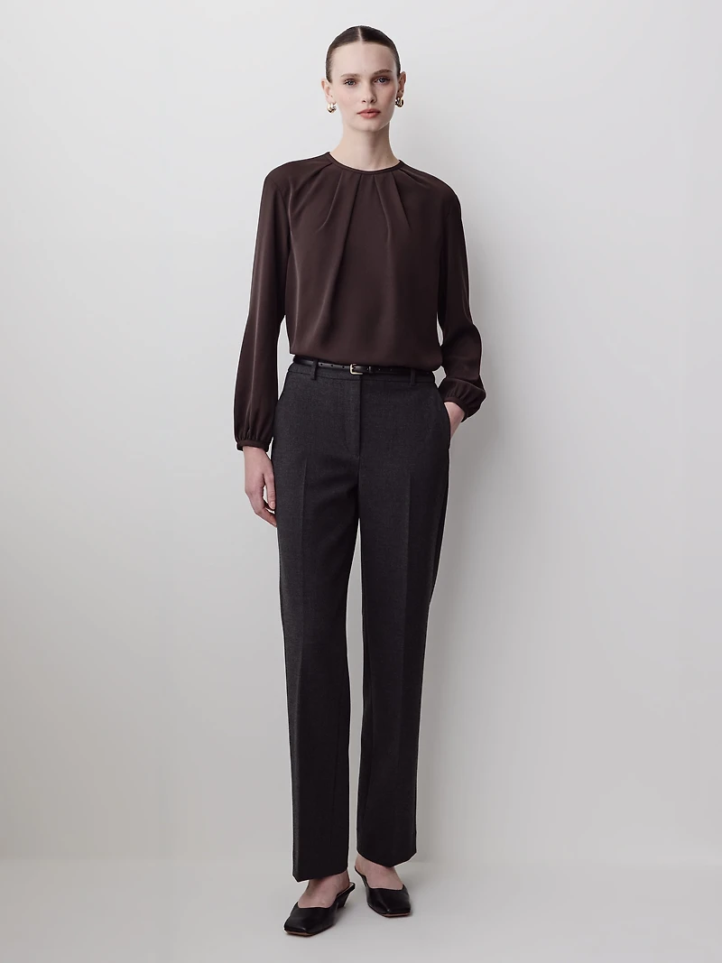 Long-Sleeve Crew-Neck Blouse