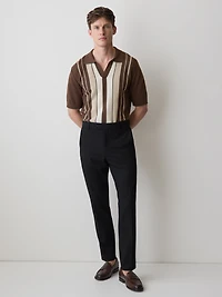 Pull Rayé à Manches Courtes et Col Johnny