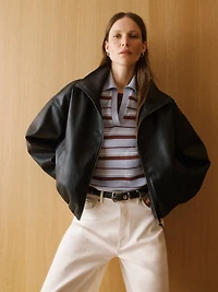 Faux Leather Bomber Jacket