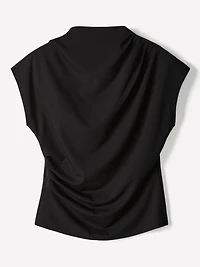 Extended-Sleeve Crew-Neck Draped Top