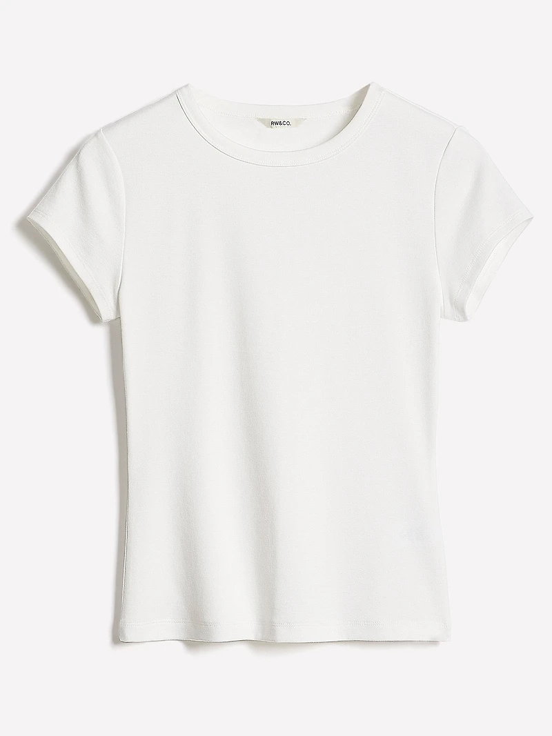 Short-Sleeve Crew-Neck Ribbed Basic Tee