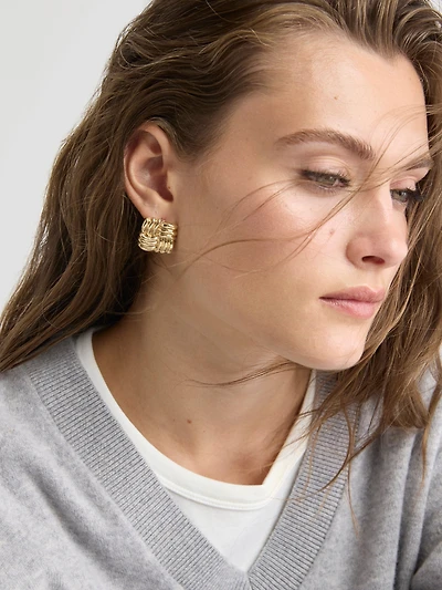 Boucles d'Oreilles Carrées Rétro