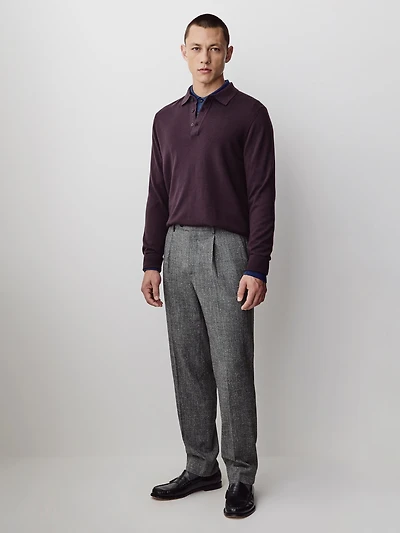 Pantalon de Ville en Tweed à Jambe Fuselée