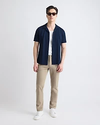 Short-Sleeve Piqué Shirt with Camp Collar