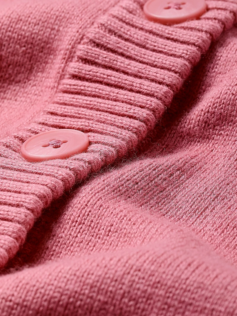 Cardigan en Laine à Manches Longues et Col Rond