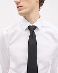 Black Linen-Blend Wide Tie