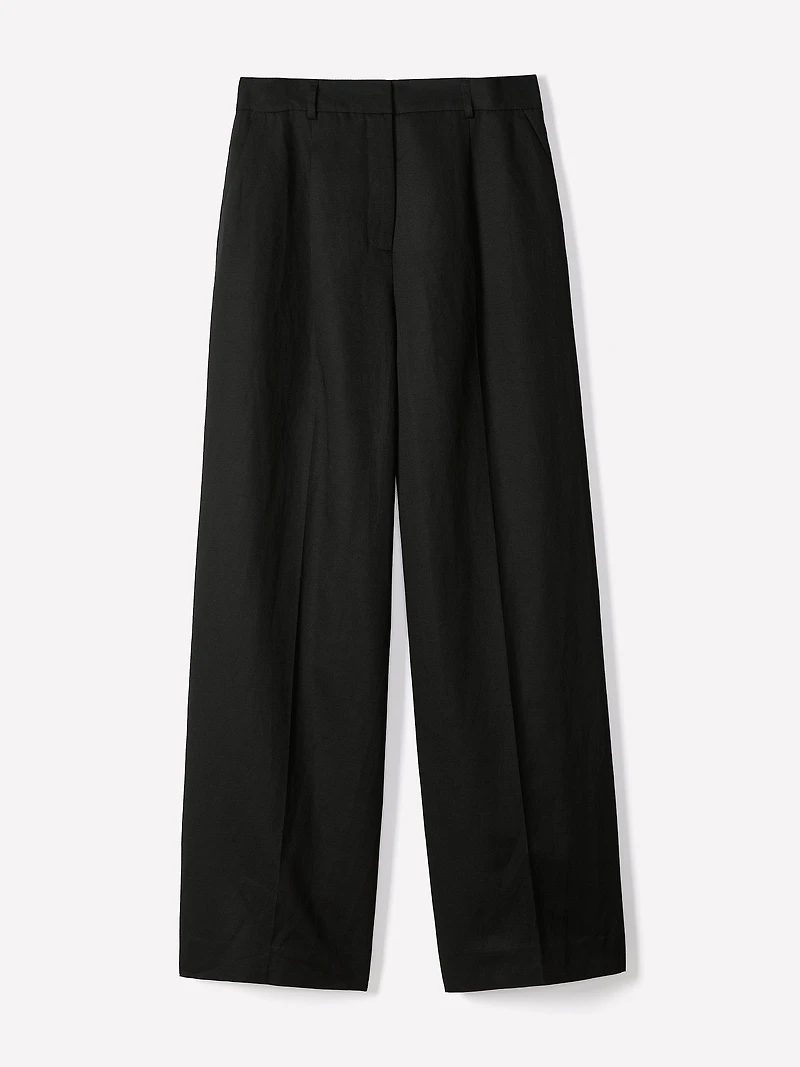 Wide-Leg High-Rise Linen-Blend Pant