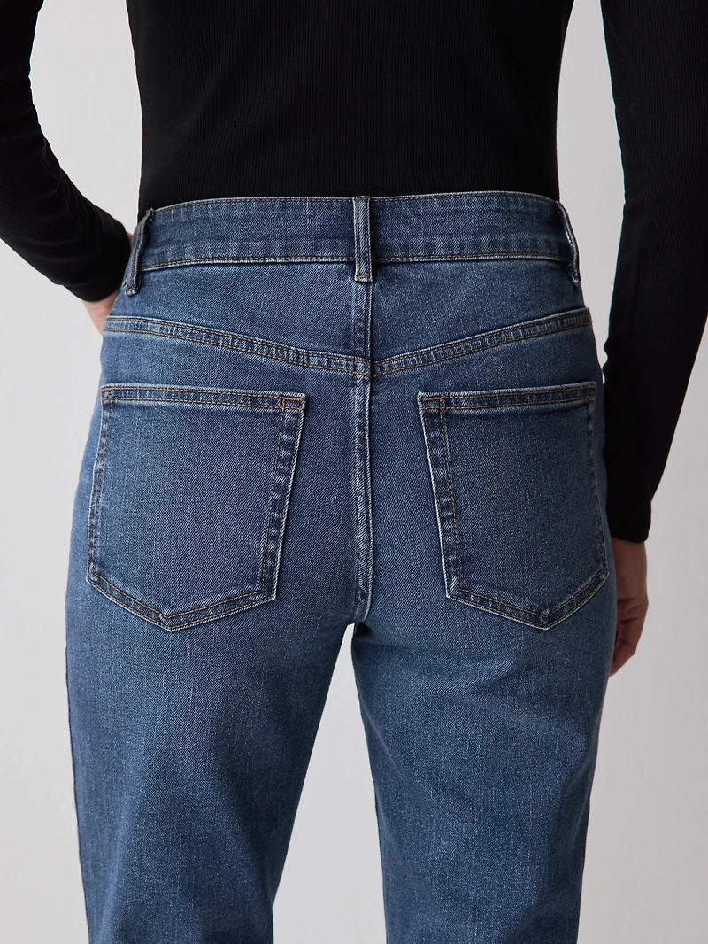 Jeans Skinny Bleu à Taille Mi-Haute