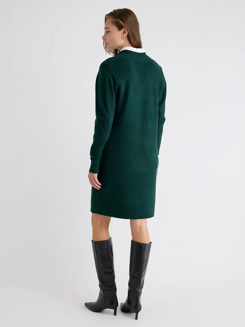 Robe Courte à Manches Longues et Col V