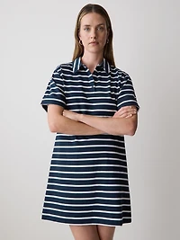 Robe Polo Rayée à Manches Courtes