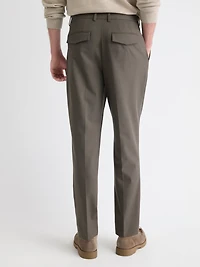 Pantalon Habillé à Jambe Fuselée Plissée en Mélange de Laine