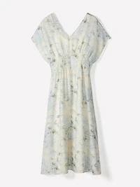 Short-Sleeve V-Neck Midi Dress