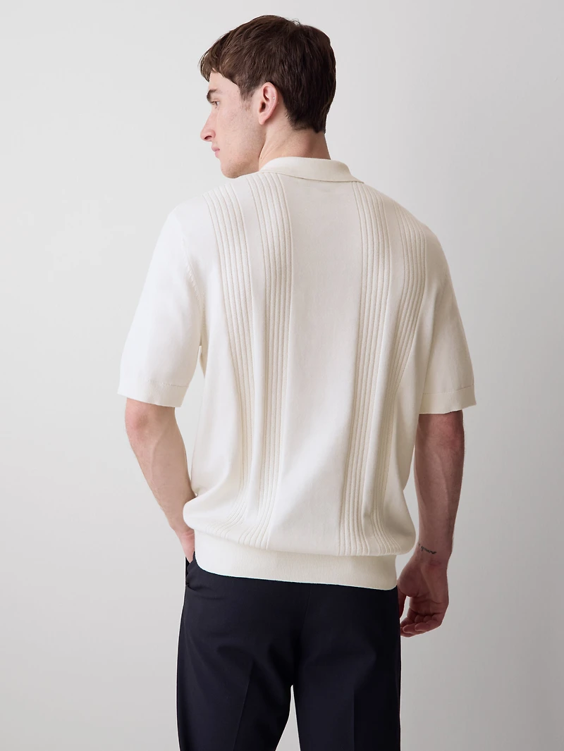 Polo à Manches Courtes en Coton avec Mailles Verticales