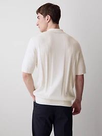 Polo à Manches Courtes en Coton avec Mailles Verticales