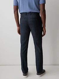 Pantalon de Complet Carreauté Marine à Coupe Étroite