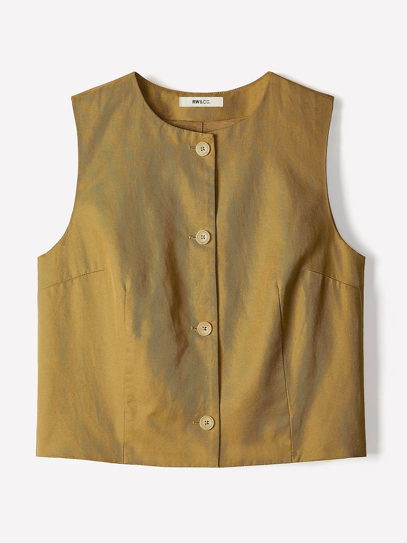 Linen-Blend Sleeveless Vest
