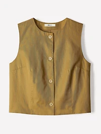 Linen-Blend Sleeveless Vest