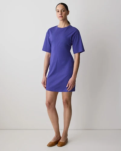 Short-Sleeve Crew-Neck Mini Dress