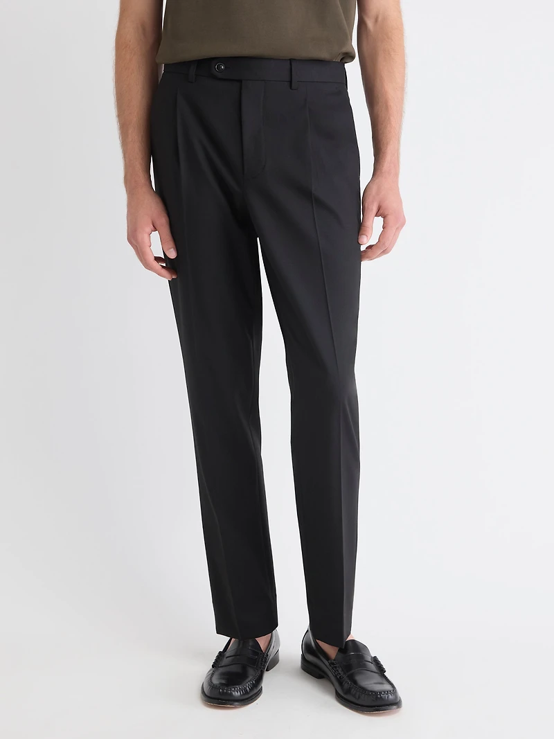 Wool-Blend Tapered-Leg Pleated Dress Pant