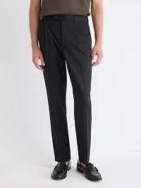 Wool-Blend Tapered-Leg Pleated Dress Pant