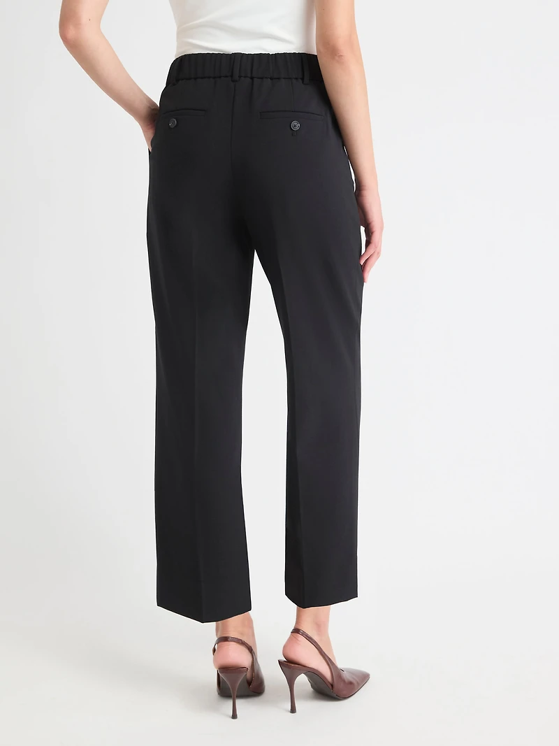 Pantalon Noir Court à Taille Mi-Haute et Jambe Droite