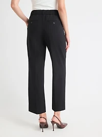 Pantalon Noir Court à Taille Mi-Haute et Jambe Droite